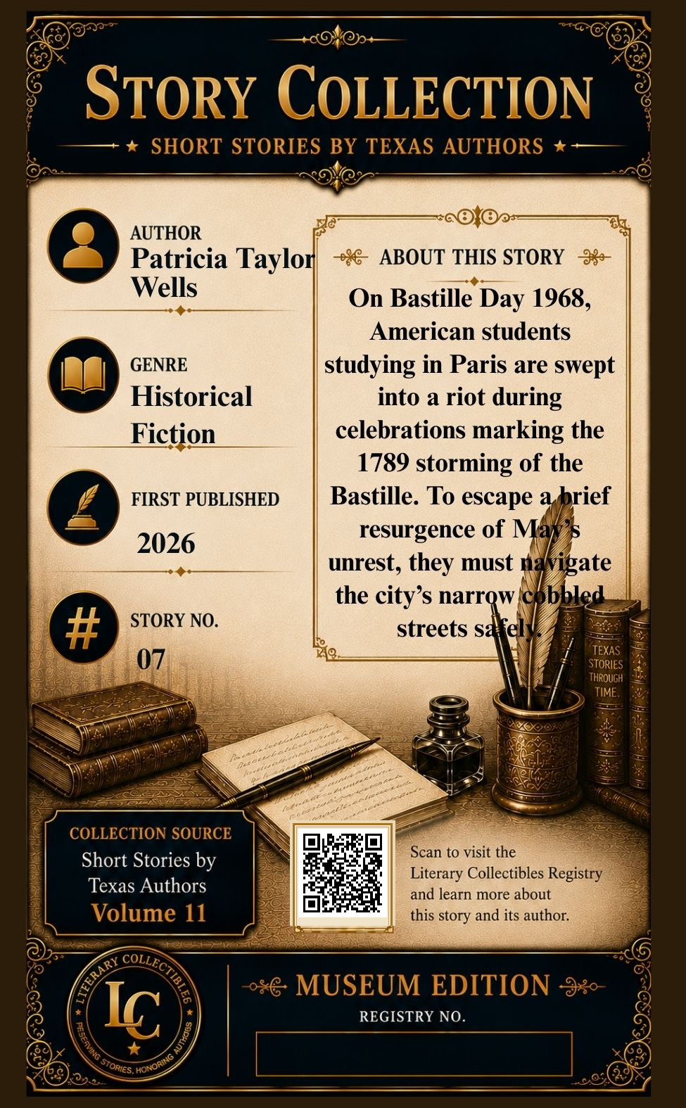 Back of the Bastille Day story collectible