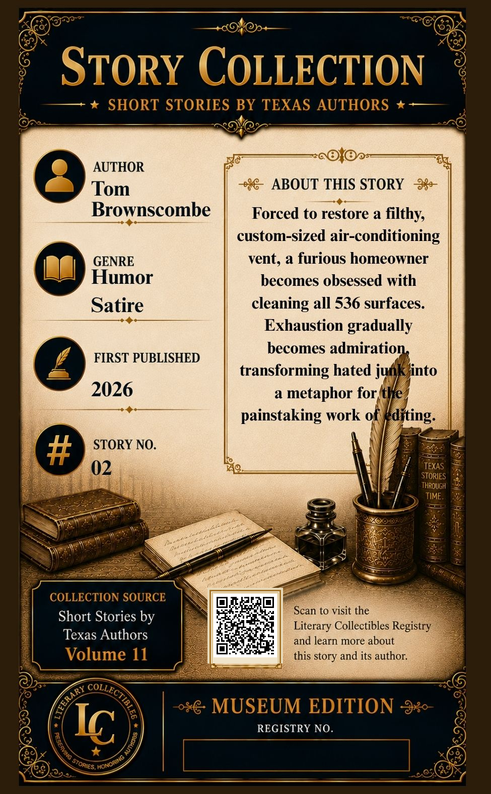 Back of the The Writer and the Air Conditioning Vent story collectible