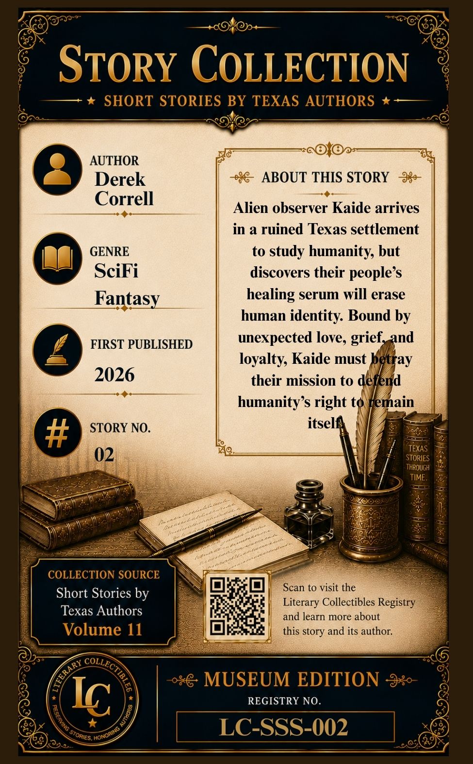 Back of The Silence Between Stars Story Collection Museum Edition collectible by Derek Correll