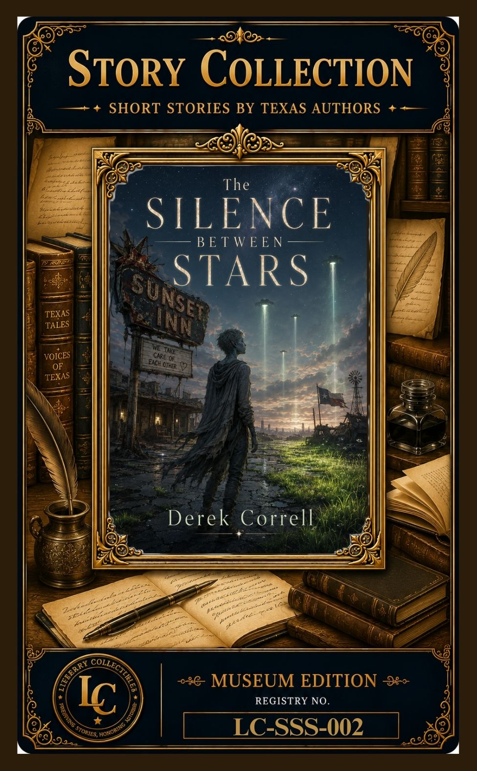 Front of The Silence Between Stars Story Collection Museum Edition collectible by Derek Correll